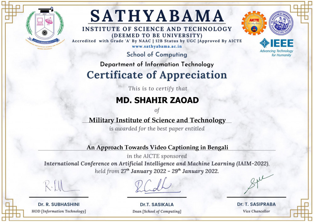 Best Paper Award in IAIM-2022